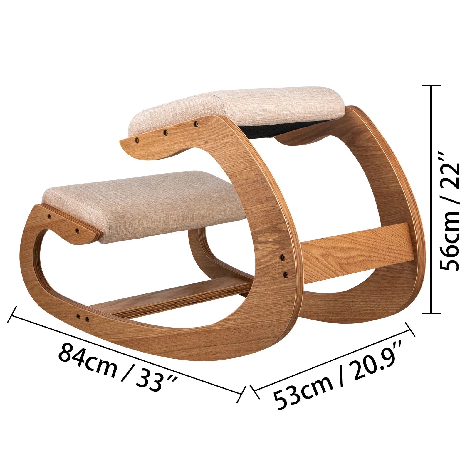Bentwood Ergonomic Kneeling Chair with Rocking Base for Home Office — Natural Oak