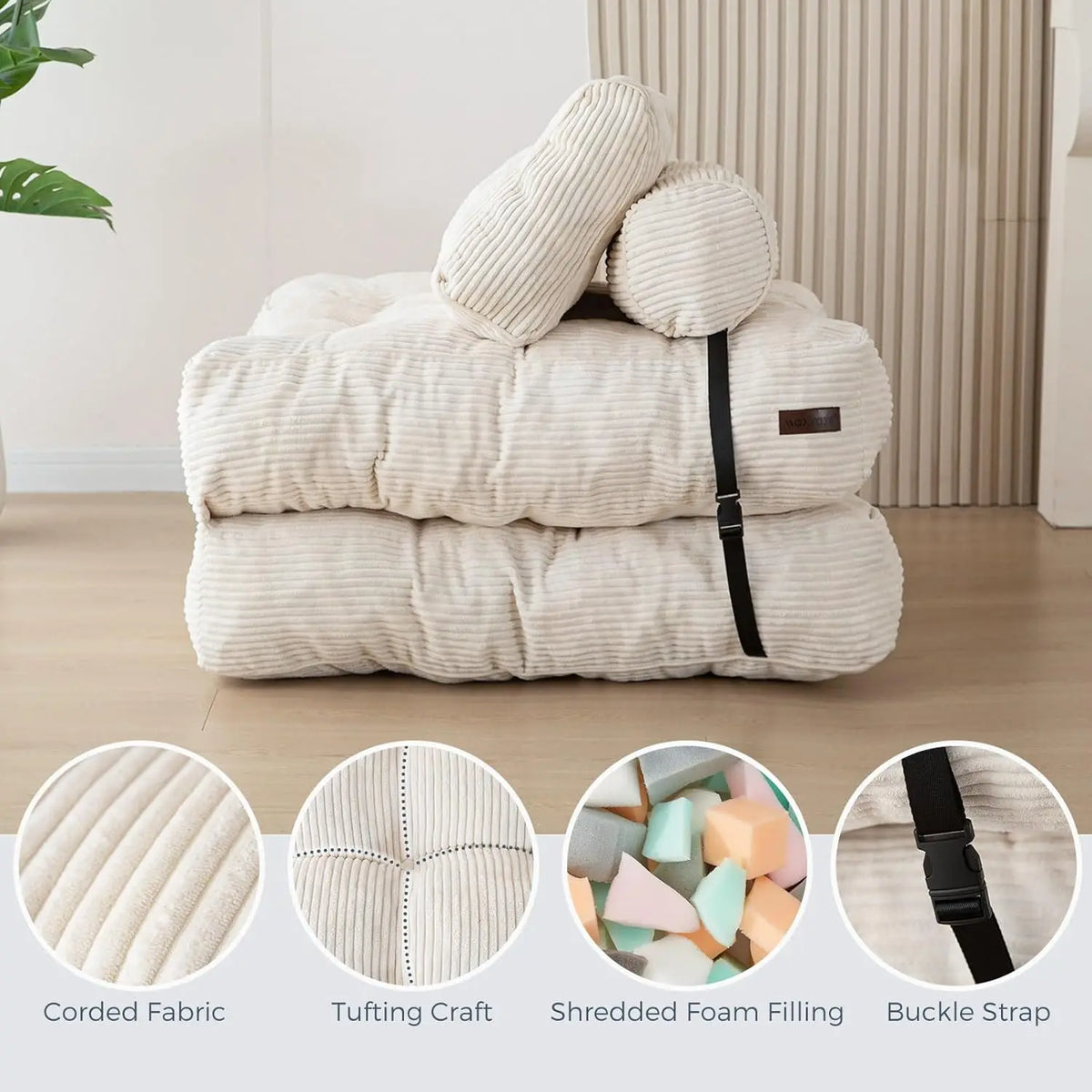 Folding Sofa Bed, Convertible Sleeper Chair with Pillow Foldable Matress, 33.5"x74.8"