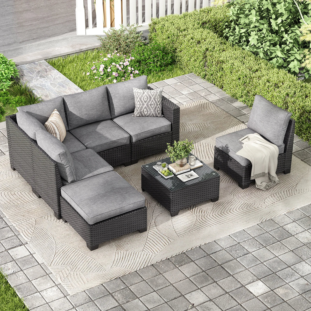 Zero gravity chair - Patio Sectional Sofa Set, Outdoor Furniture with Ottoman