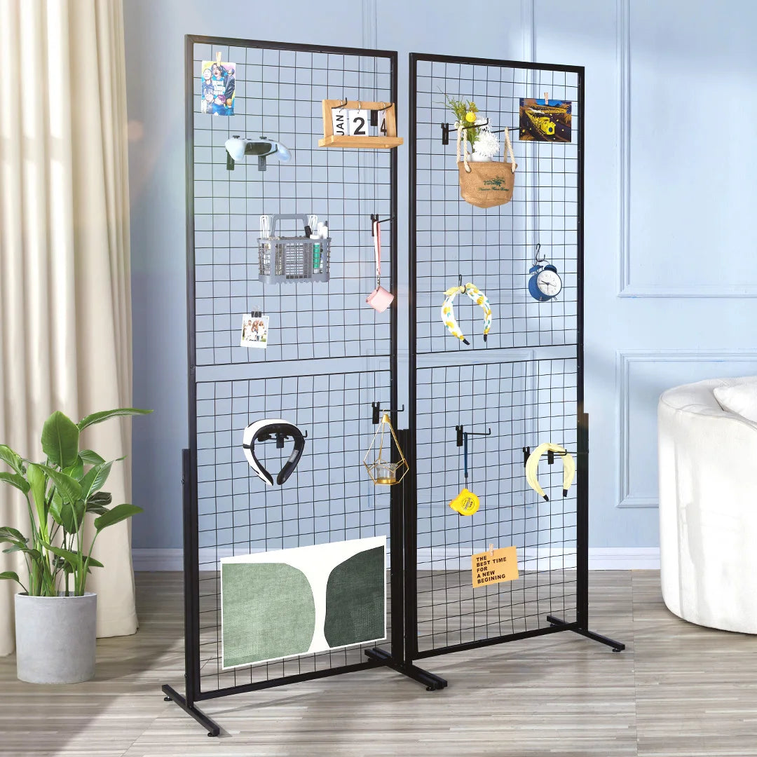 Gridwall Panels, 24.29" x 67.56" Double-Sided Display Rack, 2 Pack