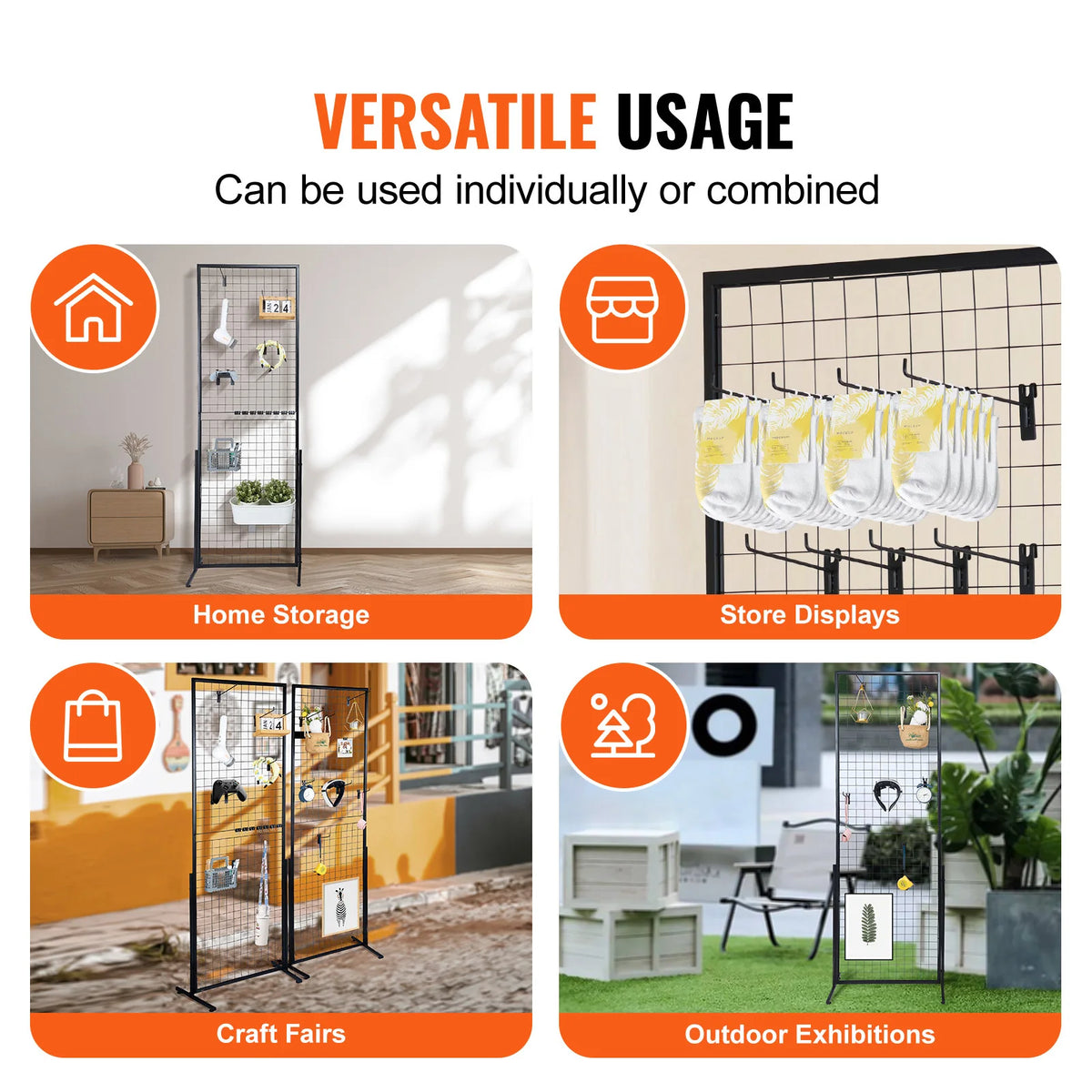 Gridwall Panels, 24.29" x 67.56" Double-Sided Display Rack, 2 Pack
