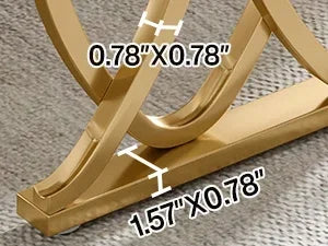 Faux Marble Dining Table with Gold Base for 4-6 People — 63"