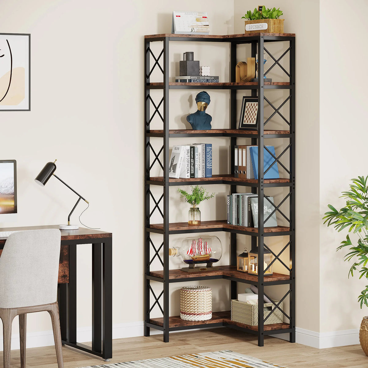 7-Tier Corner Bookshelf