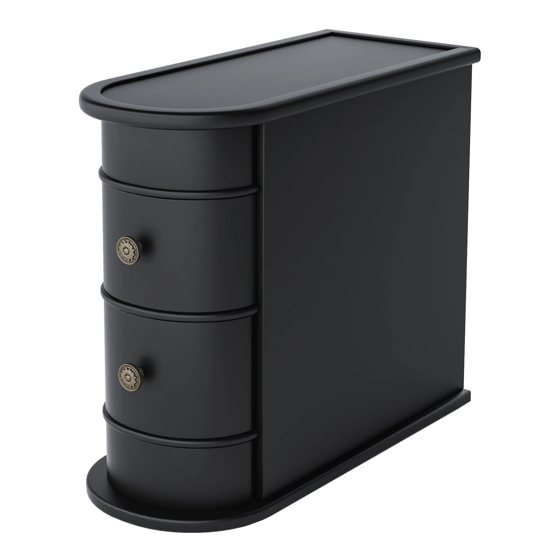 Solid Wood Narrow Side Table Nightstand with 2 Drawers for Living Room — 24" Tall
