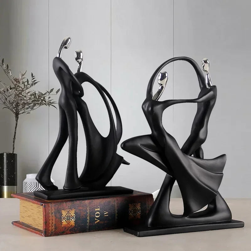 Abstract sculpture - Nordic Art Dancing Couple Resin Figure Ornaments Figurines Home