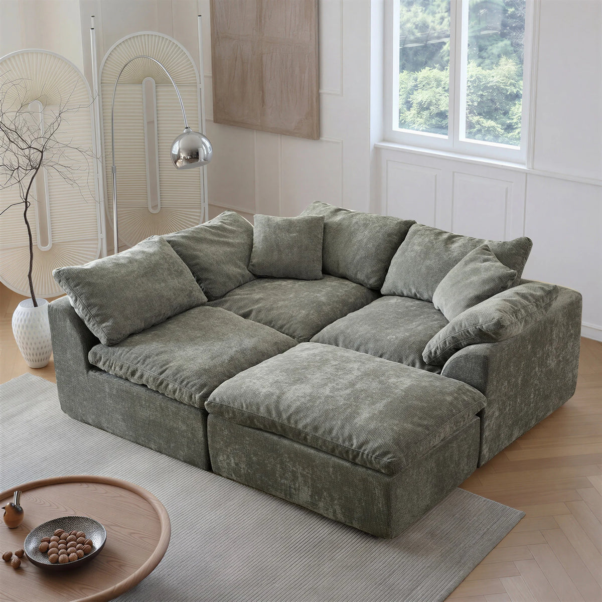 Modern Modular Sectional Sofa Cloud Couch Oversized Deep Seat Comfy Sofa, 108.3" x 68.9" x 27.6"