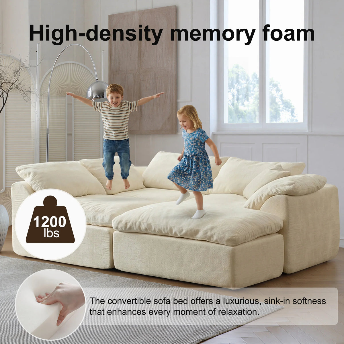 Modern Modular Sectional Sofa Cloud Couch Oversized Deep Seat Comfy Sofa, 108.3" x 68.9" x 27.6"