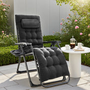 Zero Gravity Recliner, Folding Lounge Chair with Cup Holder Tray