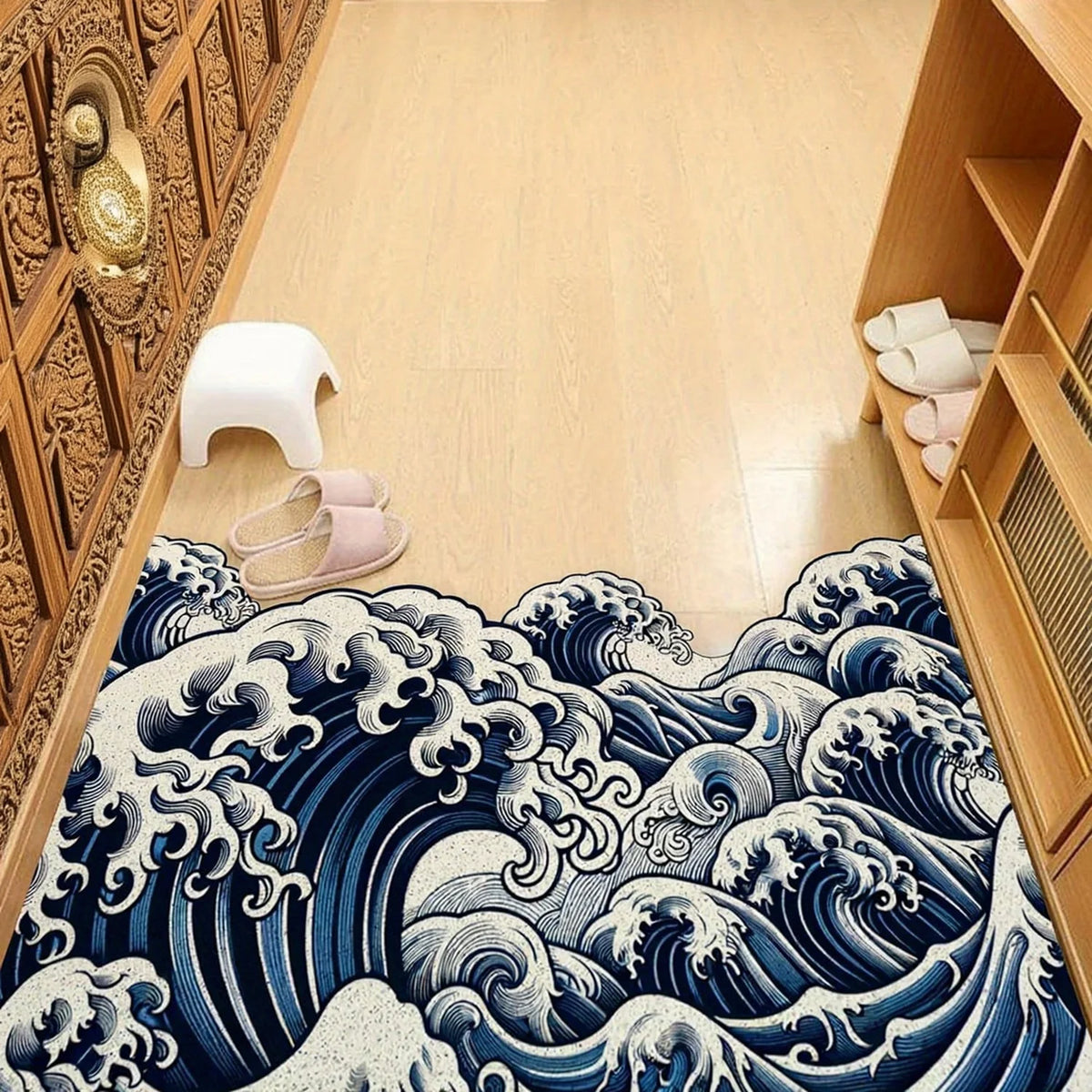 Funny doormat - Art Wave Pattern Floor Mat, Anti-Slip And Absorbent