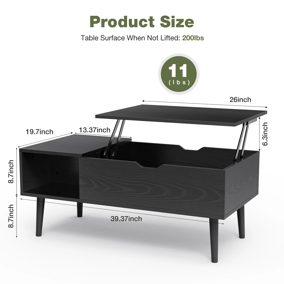 Lift Top Coffee Tables For Living Room 39.37"x19.7" Desk Tea Wood Dining Tables