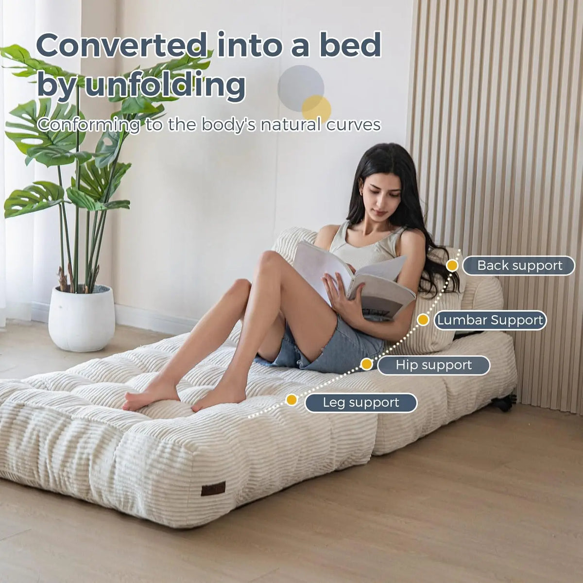 Folding Sofa Bed, Convertible Sleeper Chair with Pillow Foldable Matress, 33.5"x74.8"
