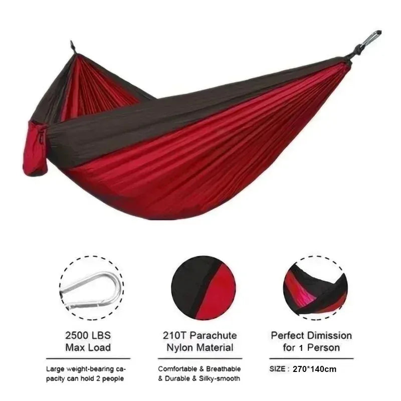 Single Camping Hammock, Parachute Nylon Hanging Bed