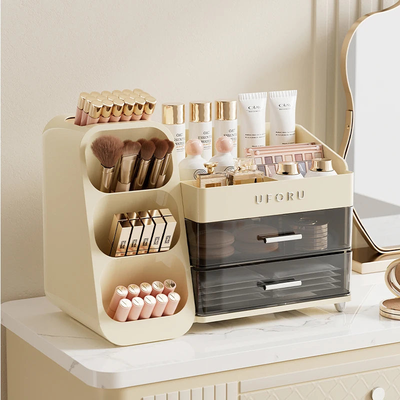 Cosmetics Storage Box, Large Capacity Organizer for Dorm Desks