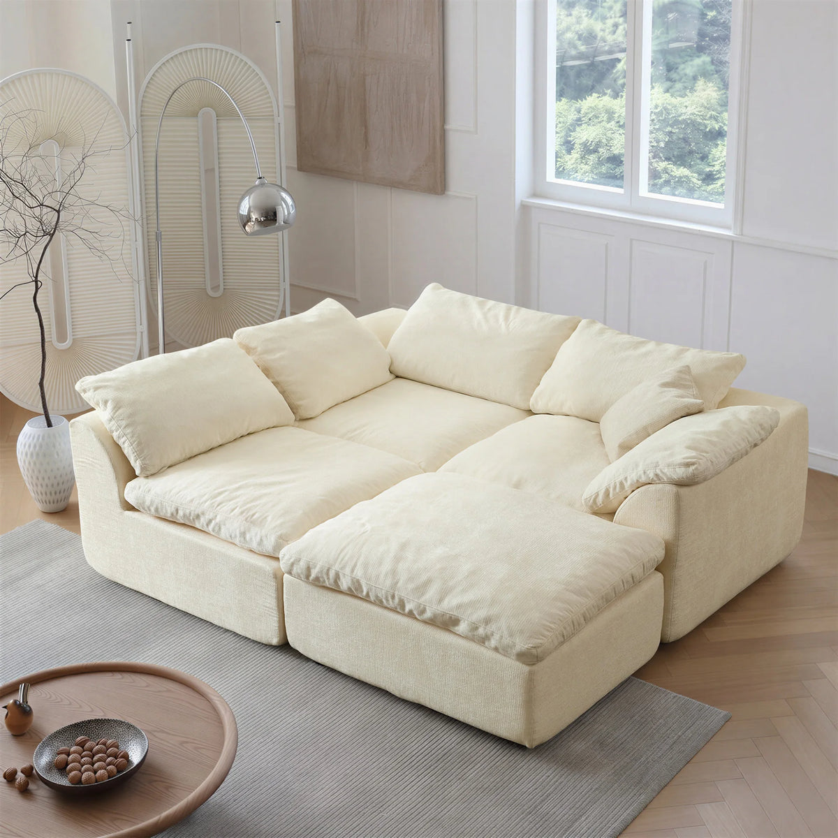 Modern Modular Sectional Sofa Cloud Couch Oversized Deep Seat Comfy Sofa, 108.3" x 68.9" x 27.6"