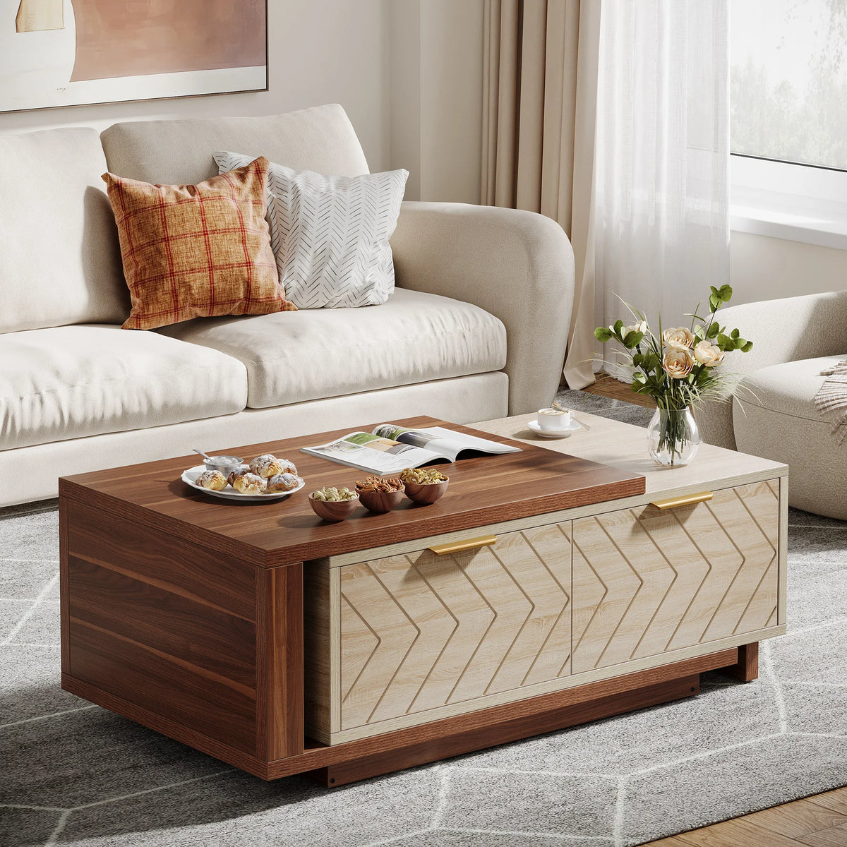 Lift top coffee table - Extendable Coffee Table, 42.13"D x 23.62"W x 16.54"H