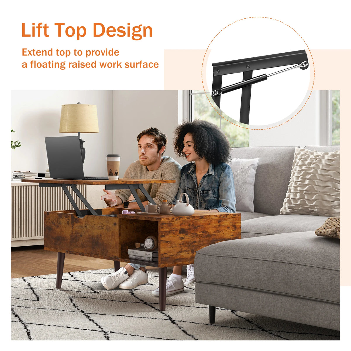 Lift Top Coffee Tables For Living Room 39.37"x19.7" Desk Tea Wood Dining Tables