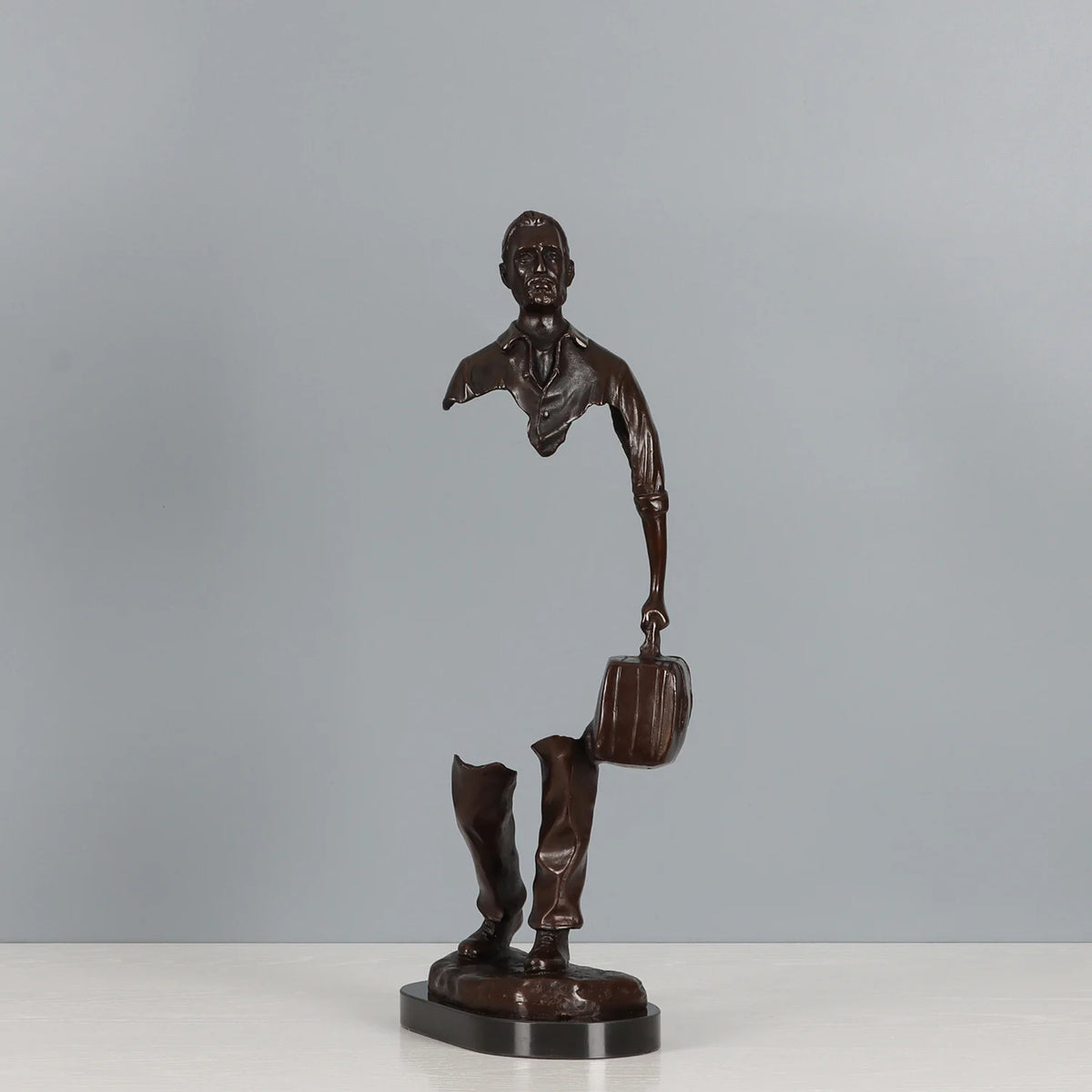 Abstract sculpture - Bronze Traveler Man Statue Figurine Abstract Famous Bruno