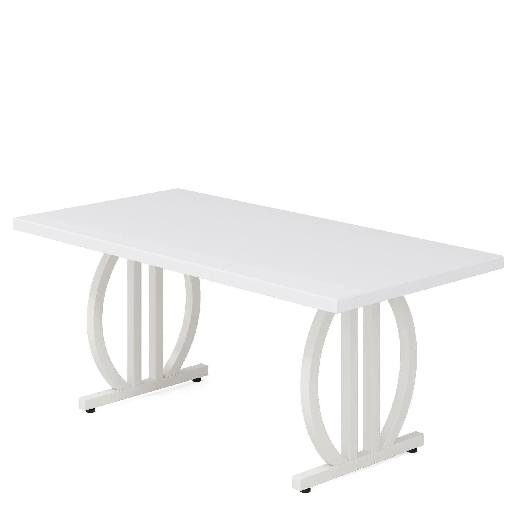 Modern Black 63" Dining Table with Curved Metal Pedestal Base for Kitchen — Seats 6