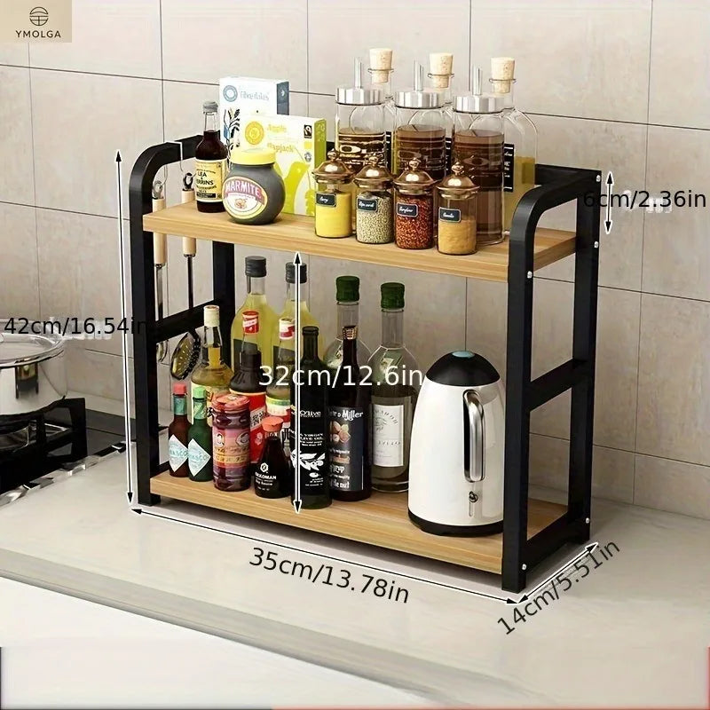 Countertop Shelf, 2-Tier Metal Organizer for Mugs and Spices