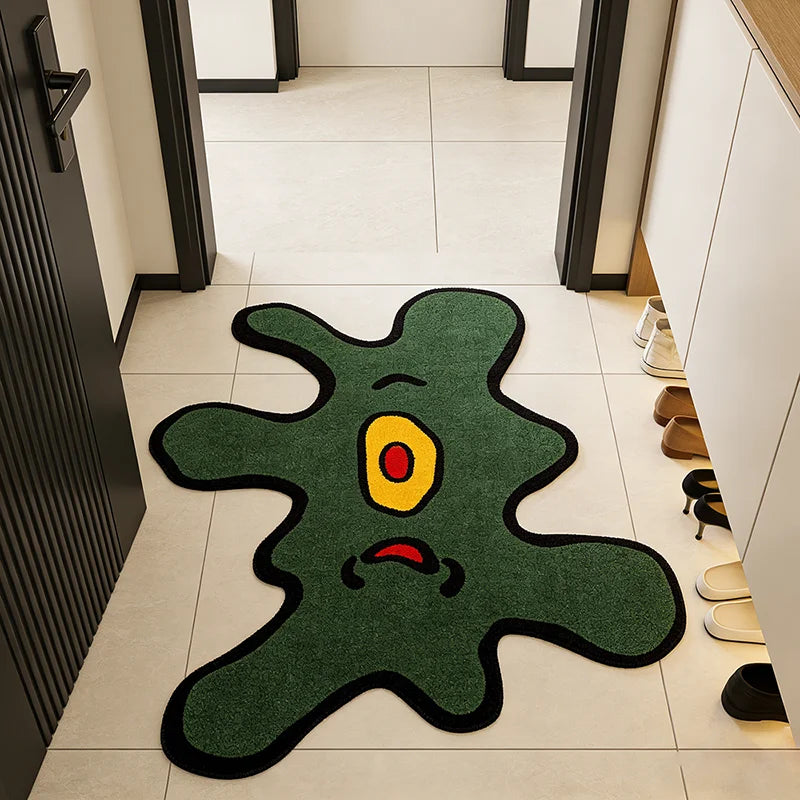 Funny doormat - Abstract Fun Irregular Rug Creative Green One-Eyed Monster Floor Mat