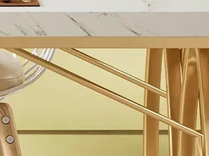 Faux Marble Dining Table with Gold Base for 4-6 People — 63"