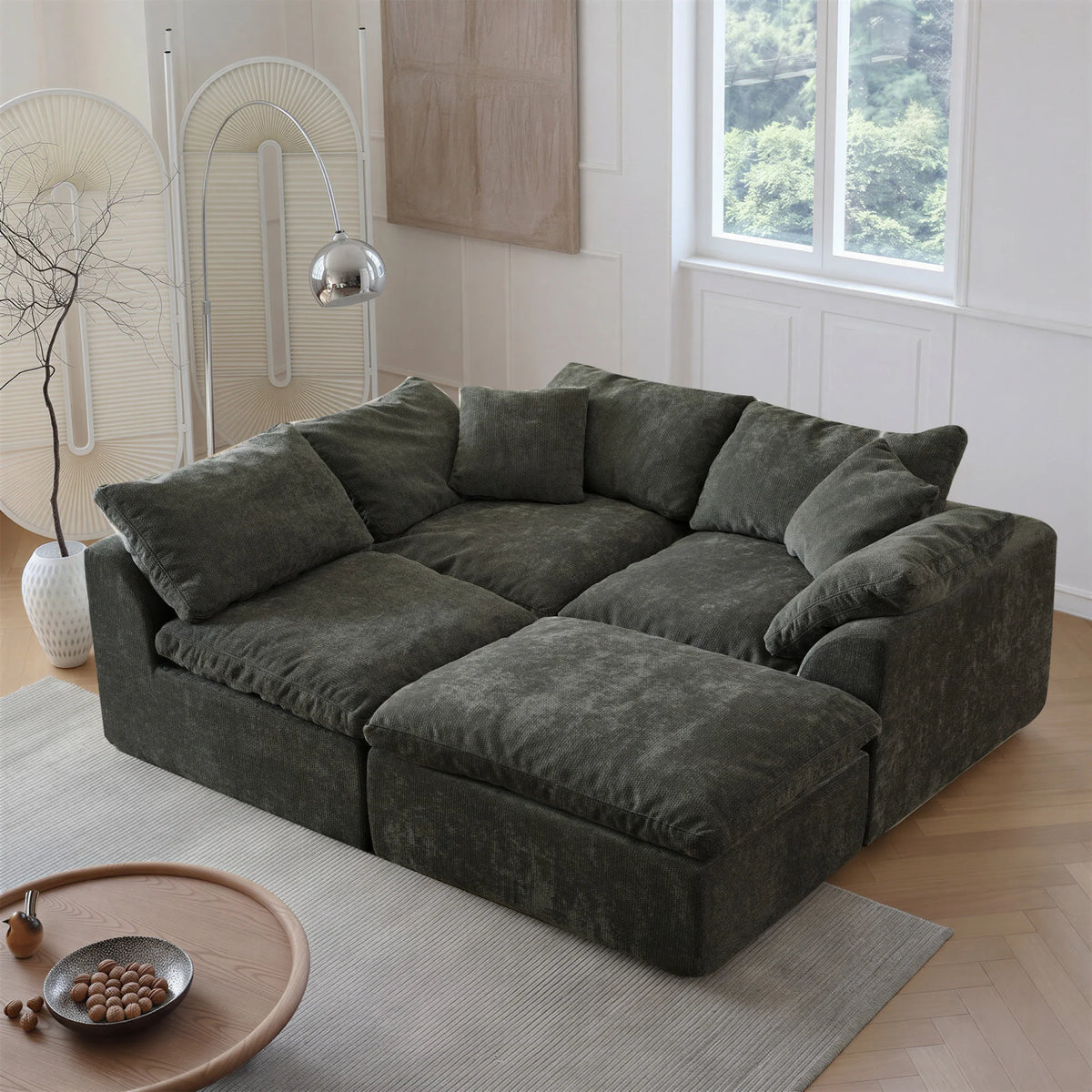 Modern Modular Sectional Sofa Cloud Couch Oversized Deep Seat Comfy Sofa, 108.3" x 68.9" x 27.6"