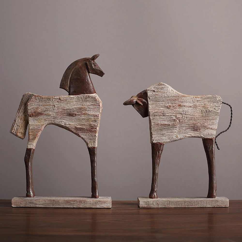 Abstract sculpture - Vintage Horse Sculpture - Abstract Trotting Resin Statue