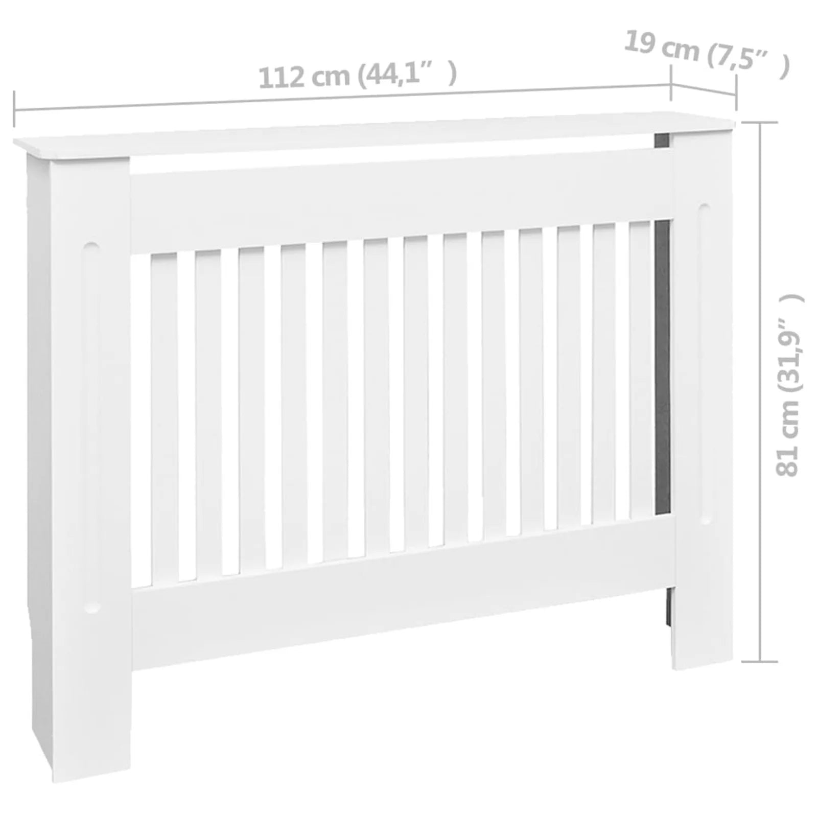 Slatted White Radiator Cover Cabinet with Display Shelf for Living Room — Medium 44"