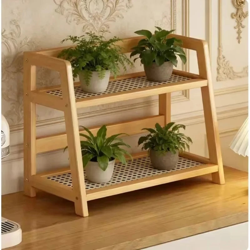 Countertop Shelf, 2-Tier Retro Bamboo Organizer