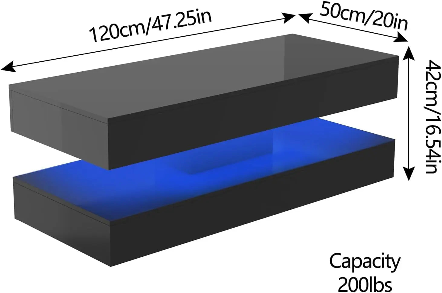 LED Coffee Table with Storage — Modern Faux Marble Coffee Table with Drawers for Living Room