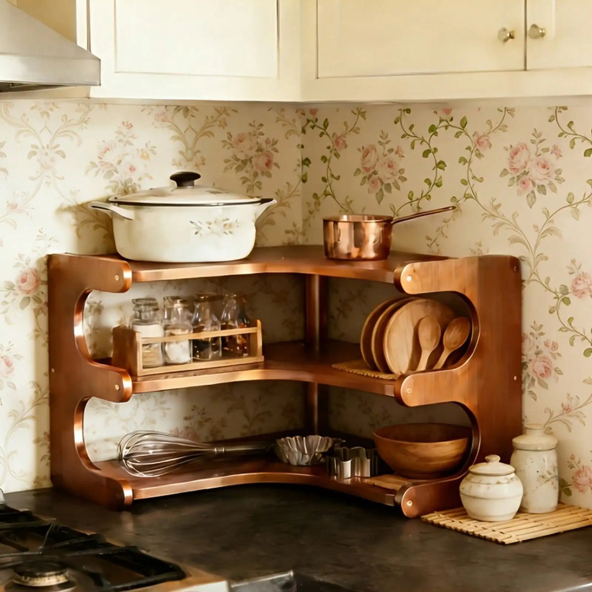 Corner shelf - Freestanding Wood Corner Organizer Shelf