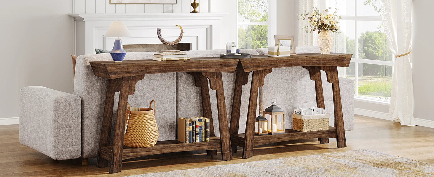 Rustic Wood Console Table with Storage Shelf for Entryway — 41" Narrow
