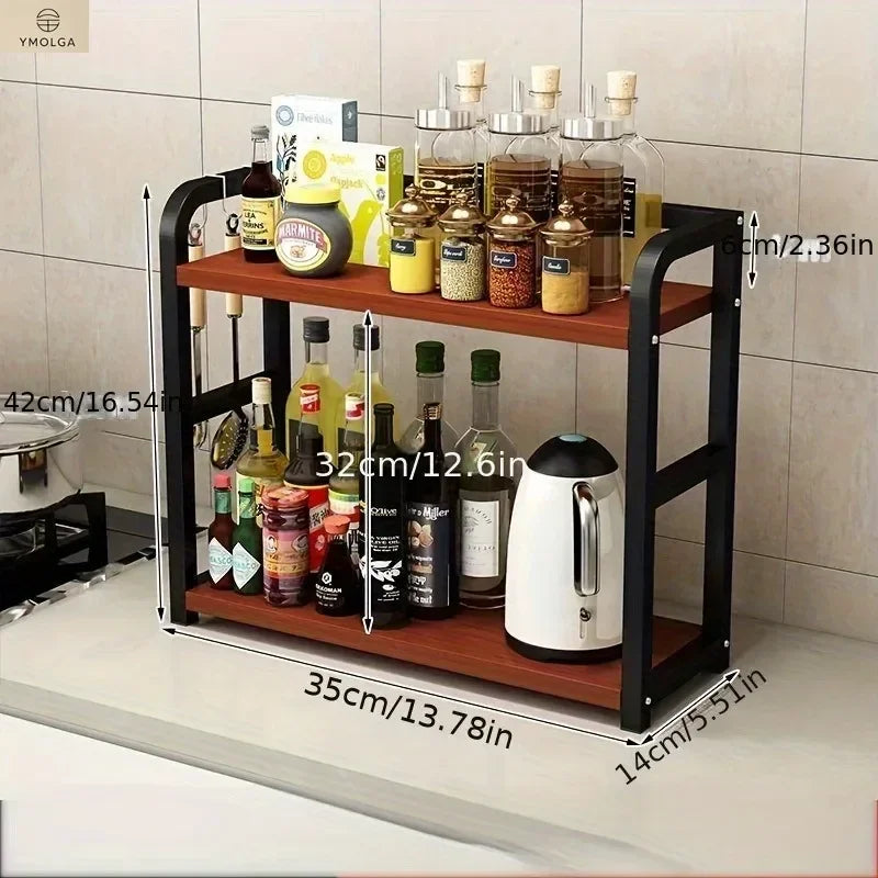 Countertop Shelf, 2-Tier Metal Organizer for Mugs and Spices