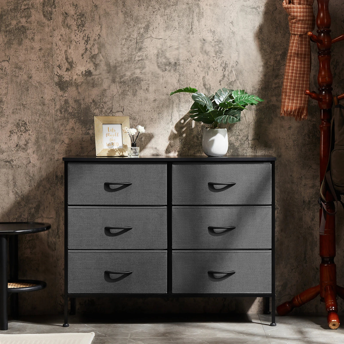 6-Drawer Fabric Nightstand with Drawers