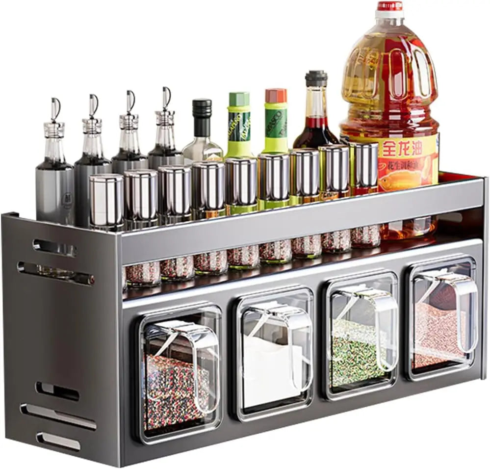 Baker rack - Kitchen Spice Rack Wall Mount Hanging Seasoning Box Over Stove Hanging