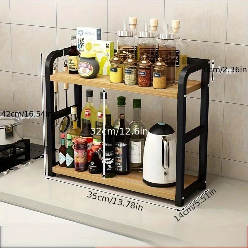Countertop Shelf, 2-Tier Metal Organizer for Mugs and Spices