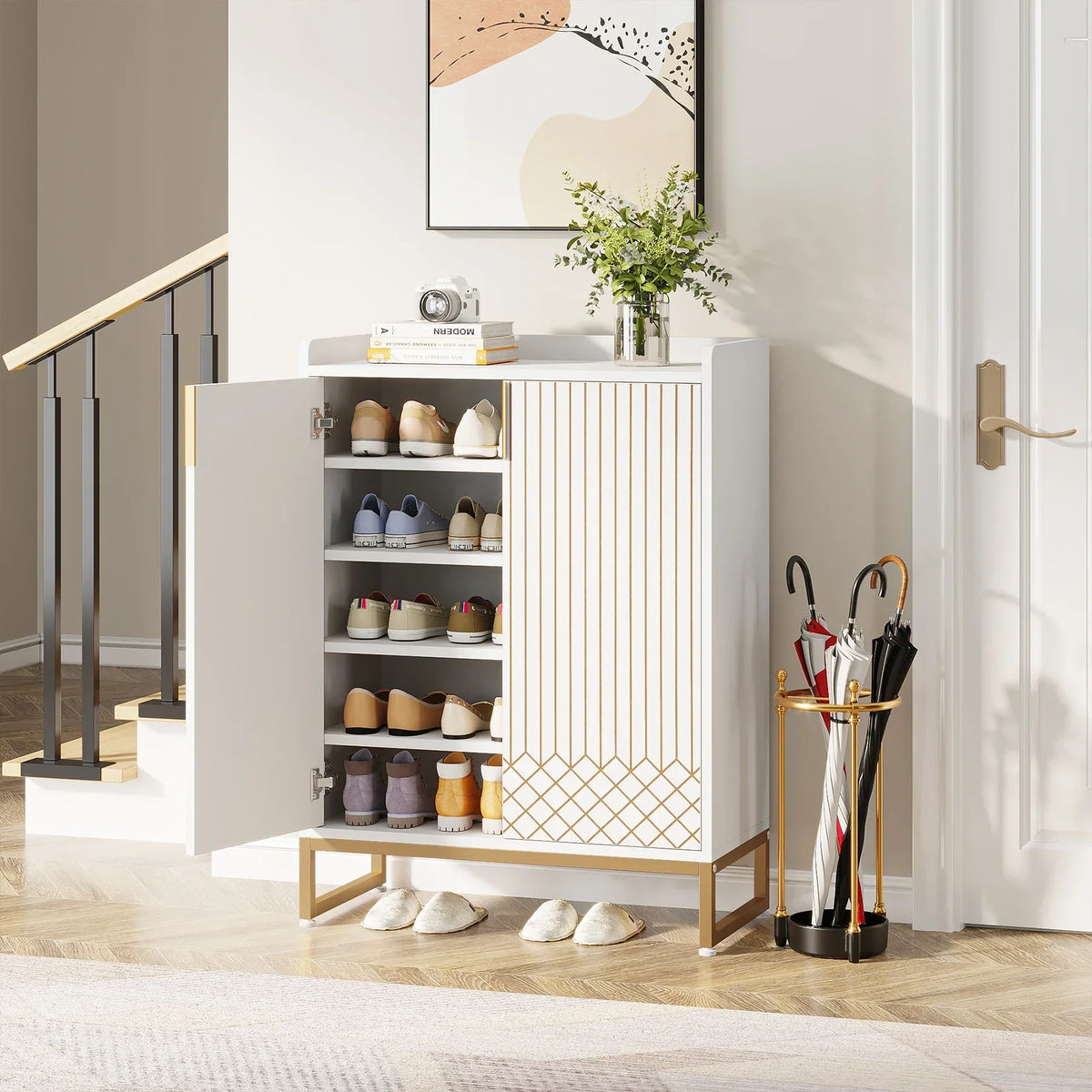 5-Tier Shoe Cabinet with Doors, view 8