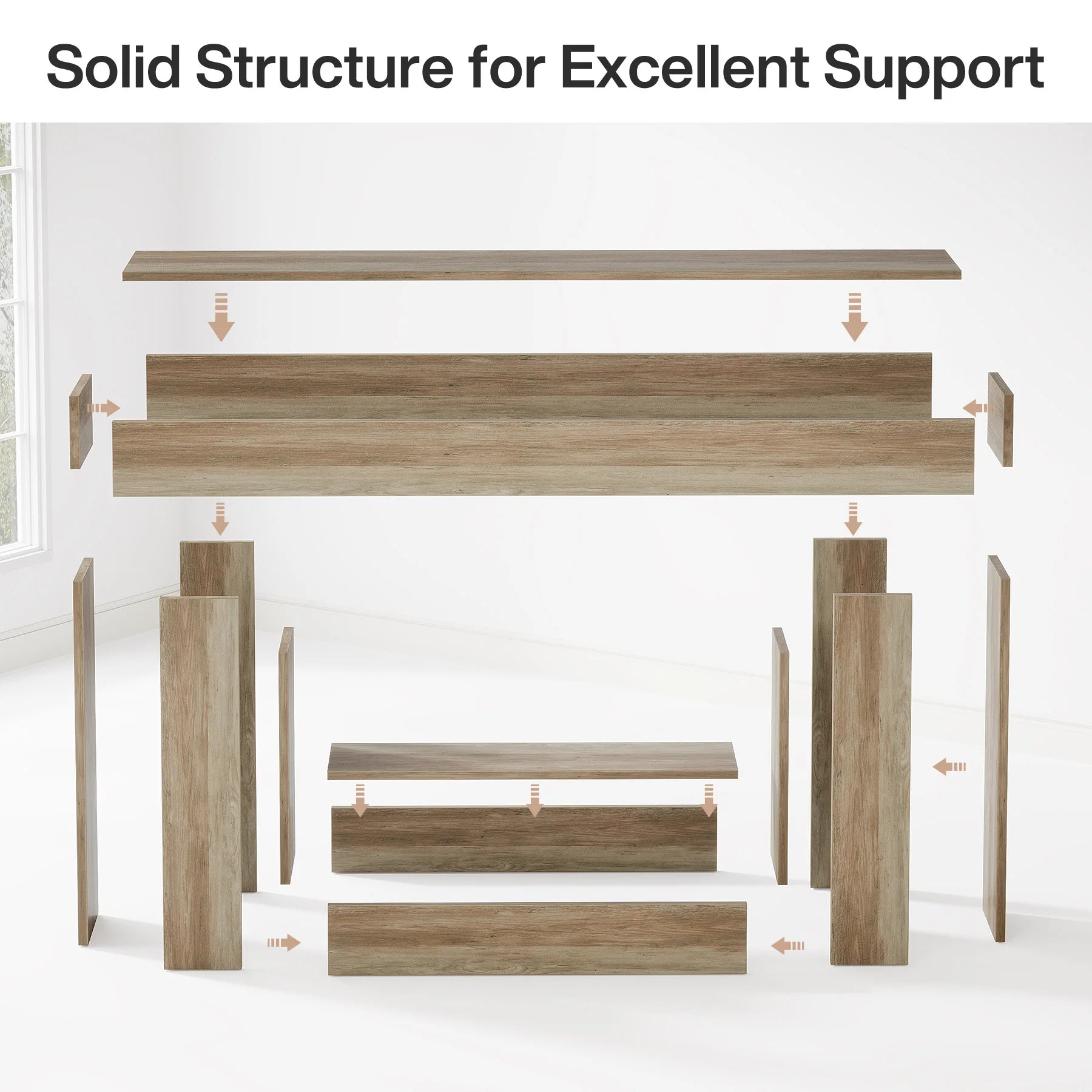 Two-Tone Farmhouse Console Table with Lower Shelf for Entryway — 63"