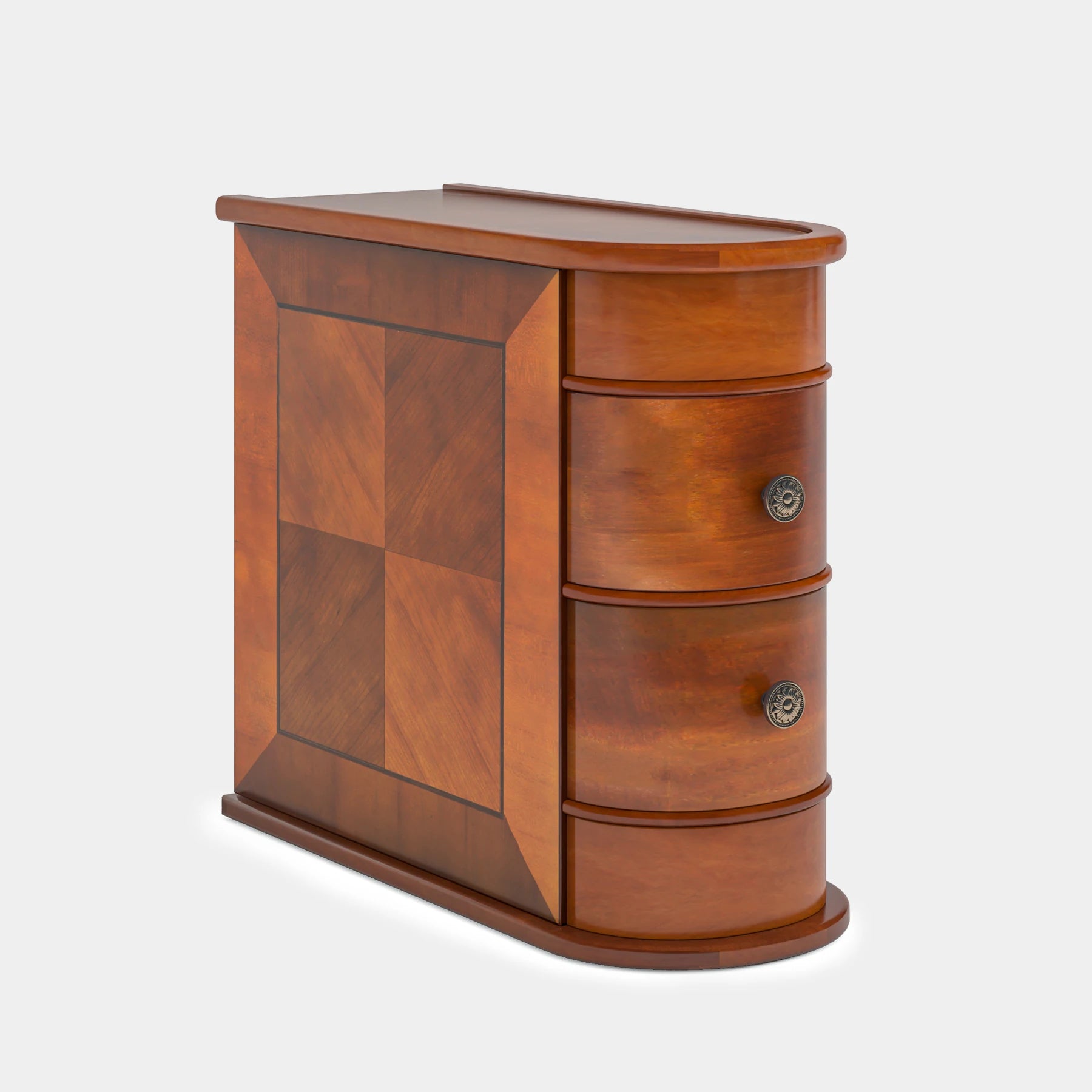Solid Wood Narrow Side Table Nightstand with 2 Drawers for Living Room — 24" Tall