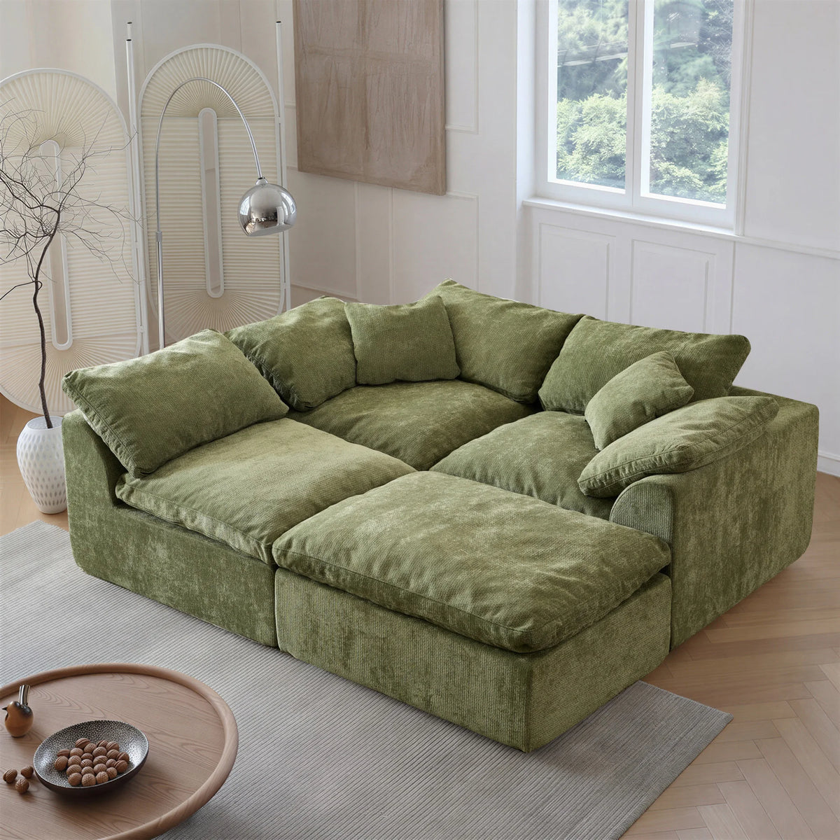 Modern Modular Sectional Sofa Cloud Couch Oversized Deep Seat Comfy Sofa, 108.3" x 68.9" x 27.6"