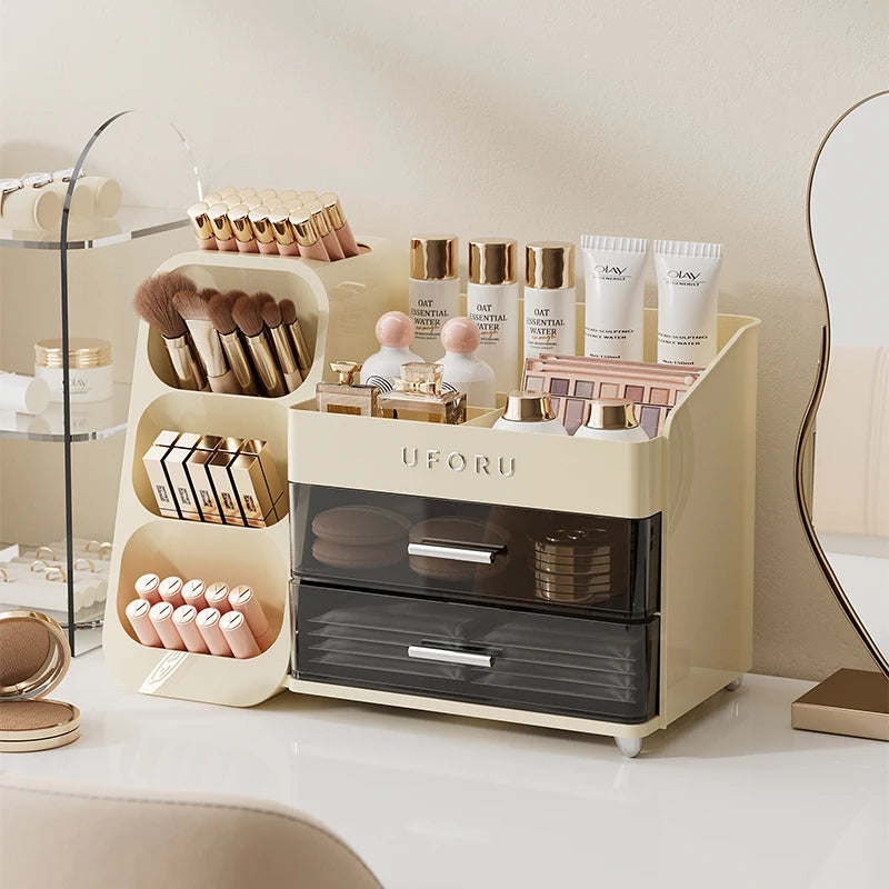Cosmetics Storage Box, Large Capacity Organizer for Dorm Desks