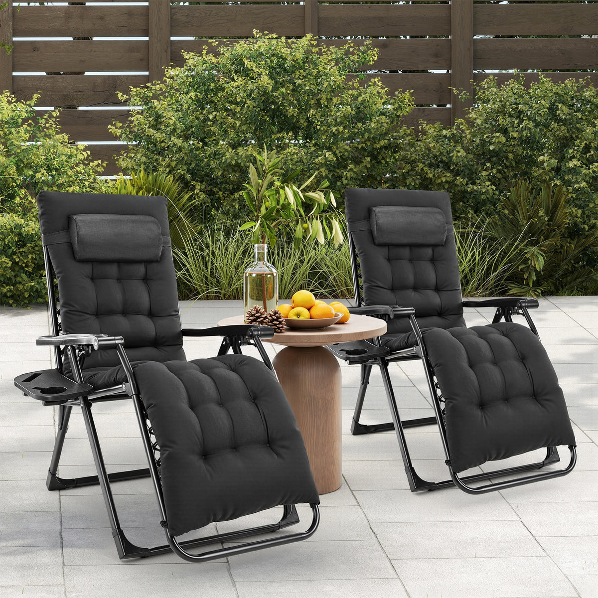 Zero Gravity Recliner, Folding Lounge Chair with Cup Holder Tray