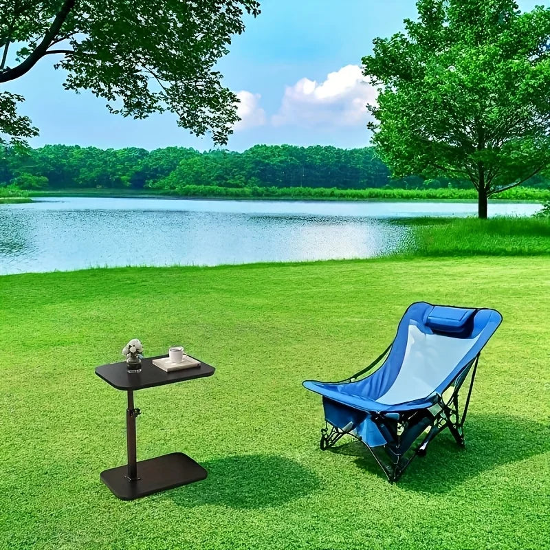 C shaped side table - Height adjustable table - solid wood surface, movable side end