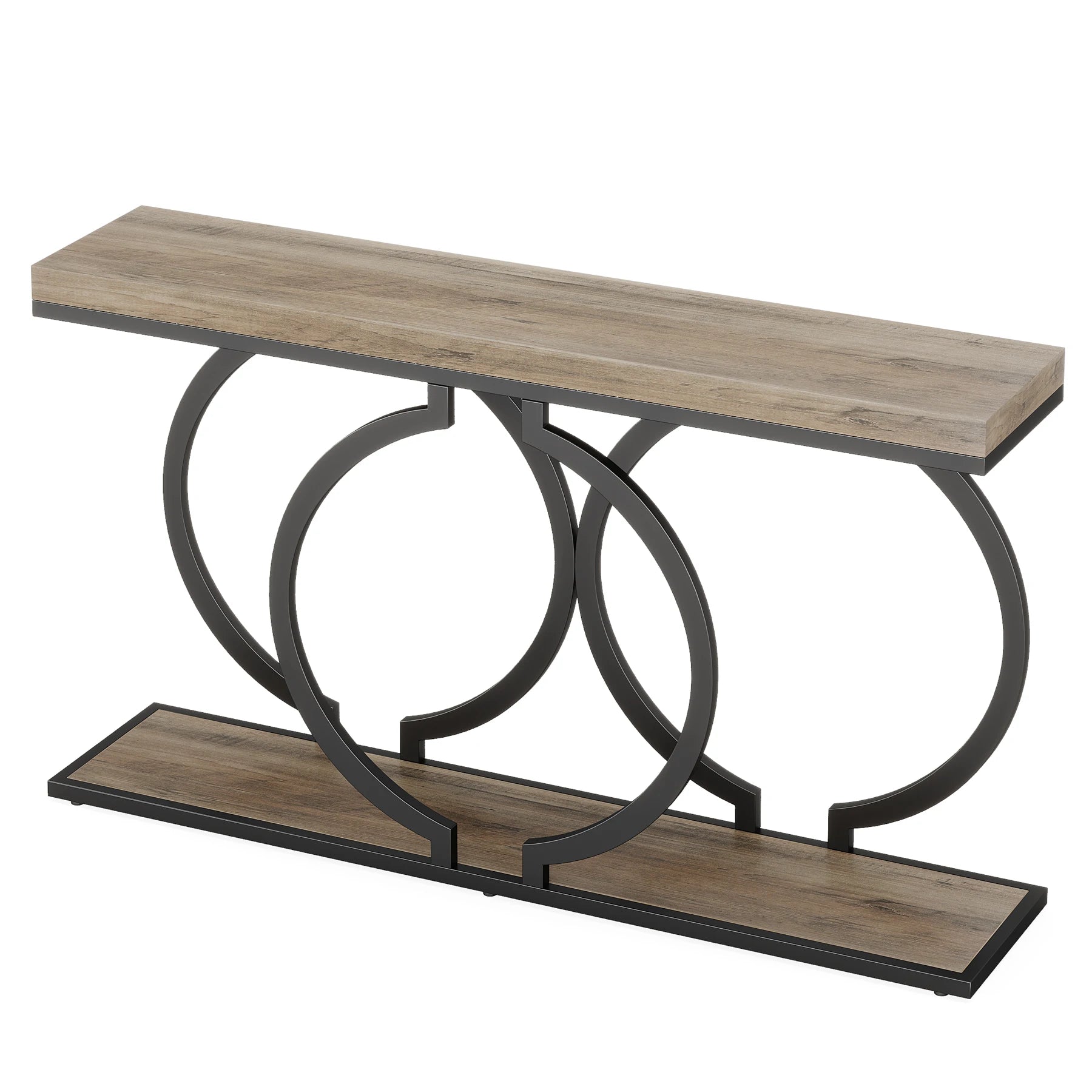 Faux Marble Console Table, 55" Gold Entryway Table — Narrow Sofa Table for Living Room & Hallway