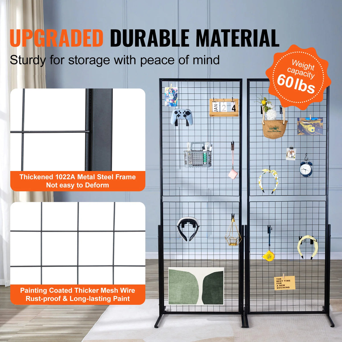 Gridwall Panels, 24.29" x 67.56" Double-Sided Display Rack, 2 Pack