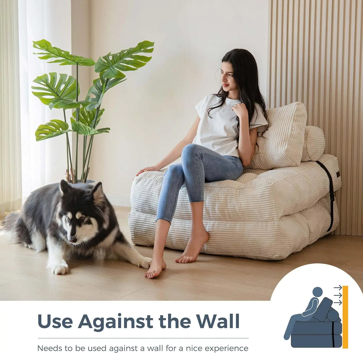 Folding Sofa Bed, Convertible Sleeper Chair with Pillow Foldable Matress, 33.5"x74.8"