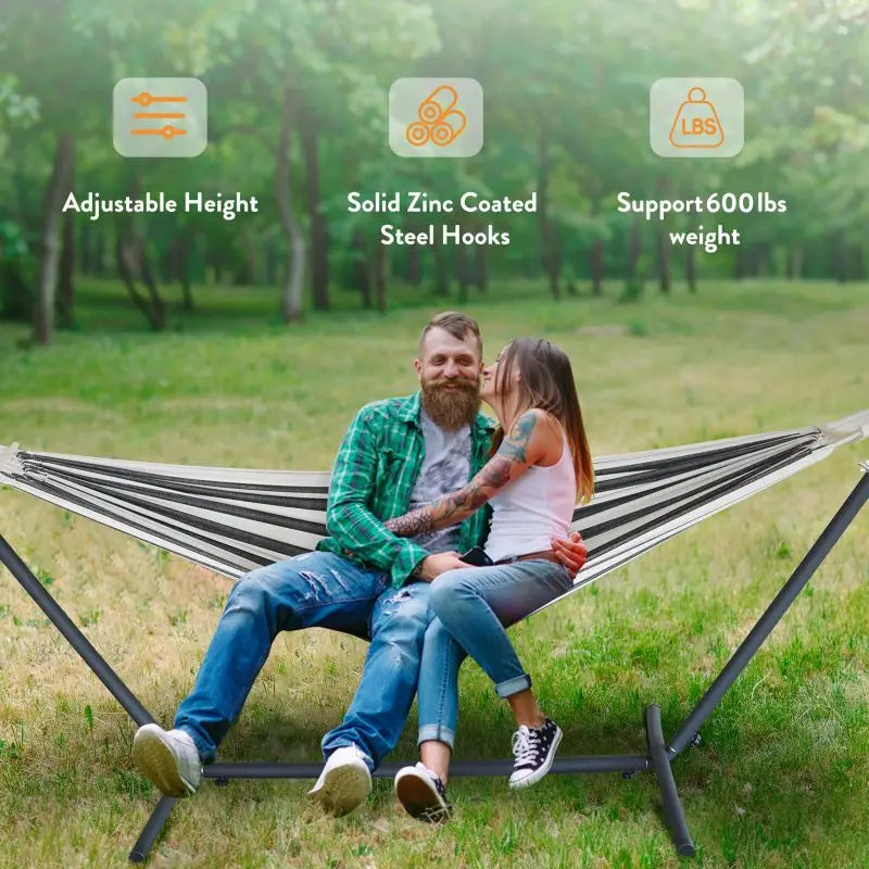 Hammock with Adjustable Stand, 600 lb Capacity, Storage Bag