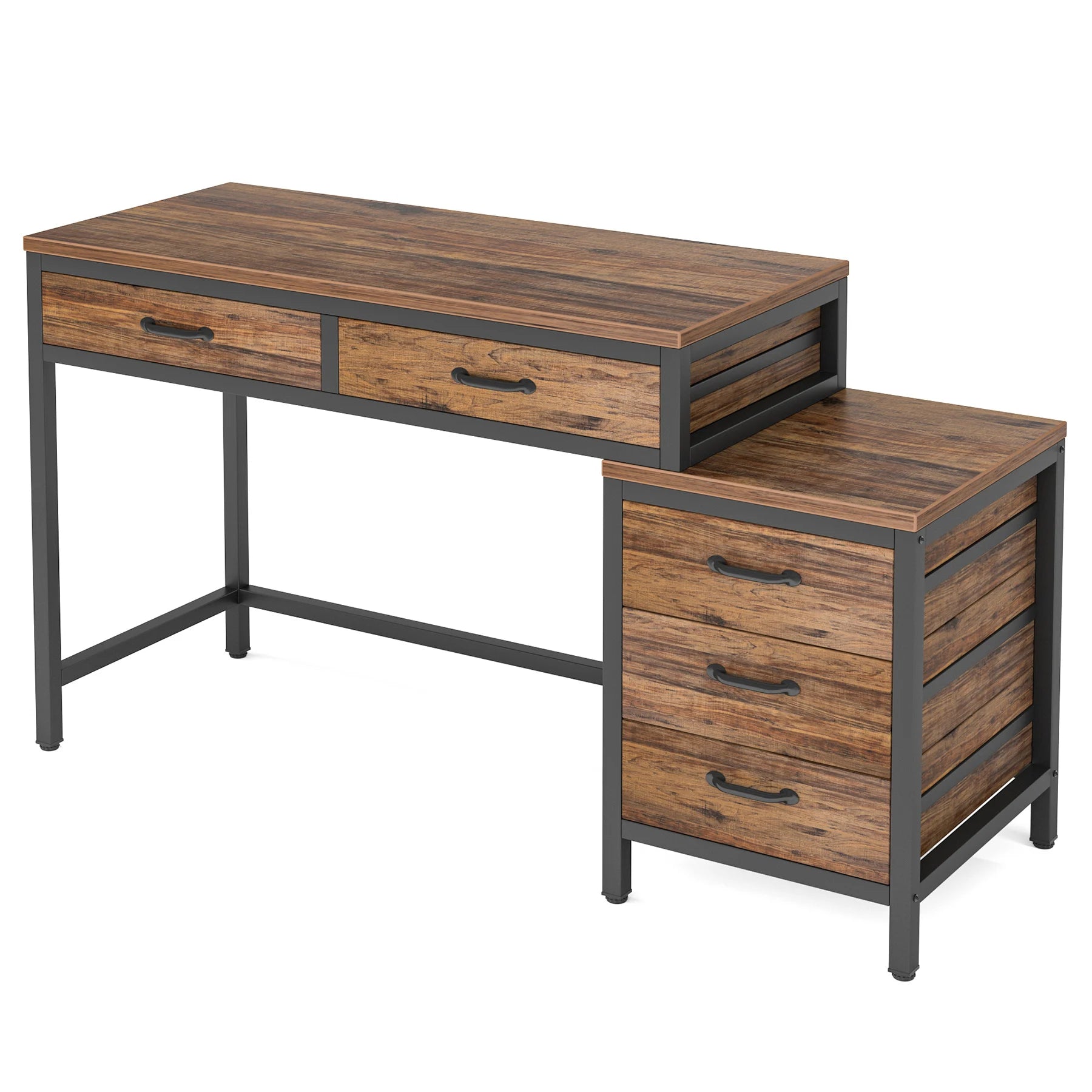 Industrial Computer Desk with 3 Drawers for Home Office — 59in Writing Table