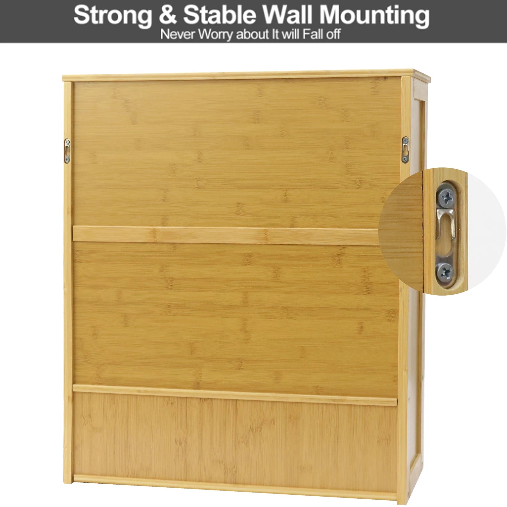 Bamboo Medicine Cabinet with Louvered Doors for Bathroom — 23.6"W Wall-Mounted Storage
