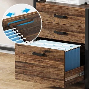 Industrial Computer Desk with File Drawer Cabinet and Monitor Stand for Home Office — 63"